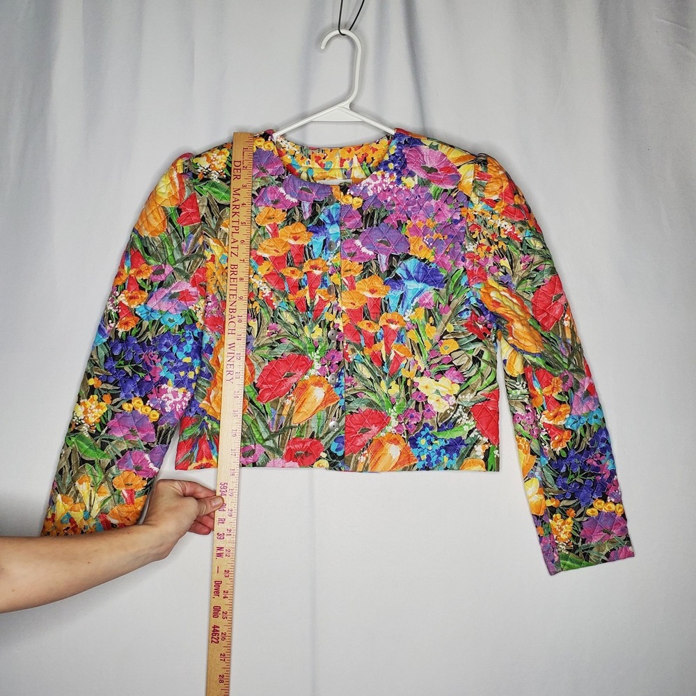 Jeffrey Dara Linda Hutton Quilted Floral Crop Blazer 9/10 Country Cottagecore 90 - Picture 8 of 14